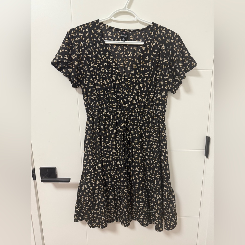 Black floral midi dress